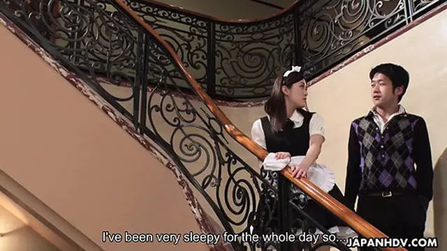 Horny Japanese maid Anna Kimijima sucks a hard cock uncensored 