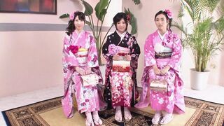 Three gorgeous Japanese babes get intimate with their friends in wild group bangs