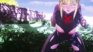 Darkness rips skirt, exposes ass🍑, gets pummeled by huge cocks under starry night sky