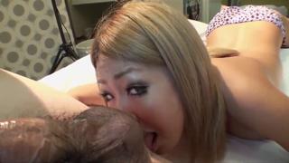 Japanese girl with large breasts performs a tease then gets fucked