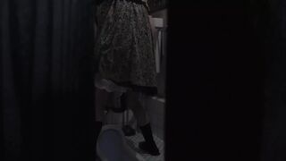 Naughty Japanese babe sucks her lover's dick in a toilet