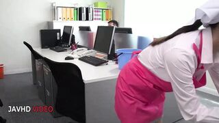 Chihiro Akino's Hardcore Blowjob Skills Impress Her Office Lady Friends with a Creampie