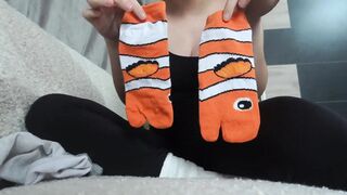 My Stepsister Tries Out What It's Like to Wear Japanese Tabi Socks and Then Plays with Her Feet and Toes